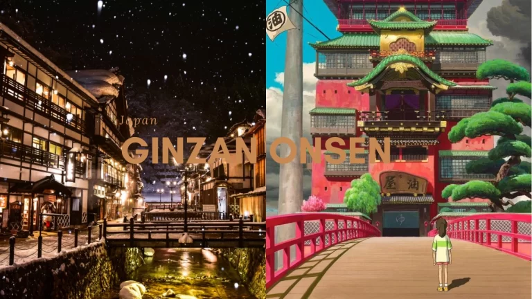 Ginzan Onsen_a collage of buildings and a bridge